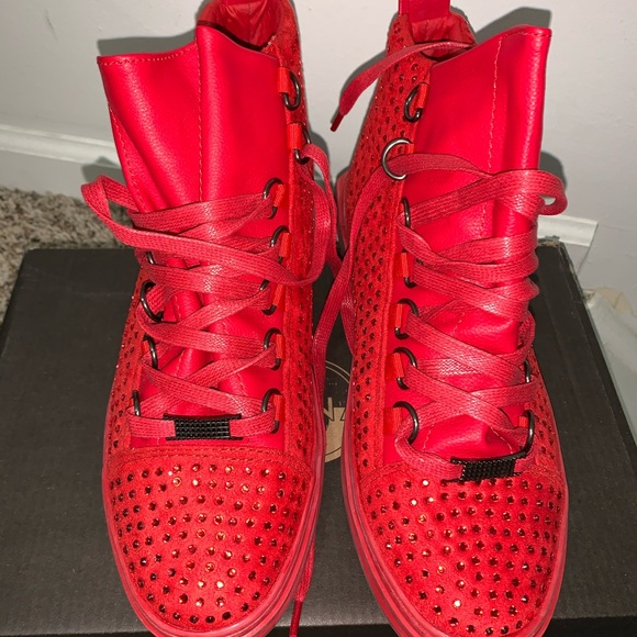 mens red rhinestone shoes